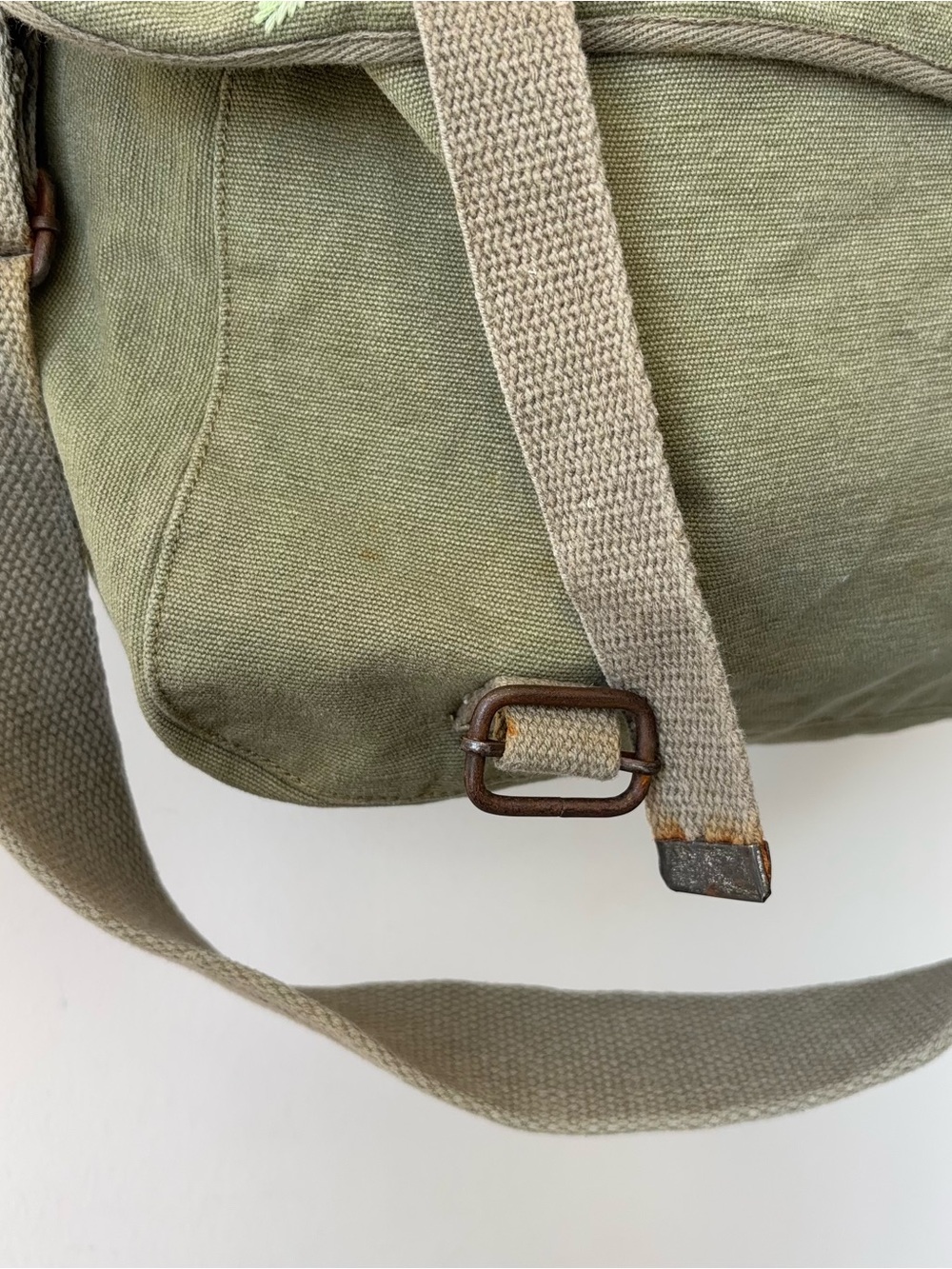 Ralph Lauren Rugby Embroidered Floral Green Canvas Crossbody Messenger Bag - Picture 6 of 15